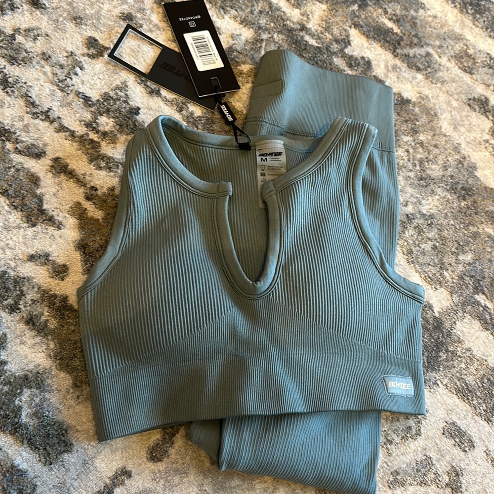 Ribbed Sports Bra in Teal by Aerie